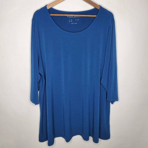 Susan Graver Womens Modern Essentials Liquid Knit A Line Tunic Top size 3XP Blue - Picture 1 of 9